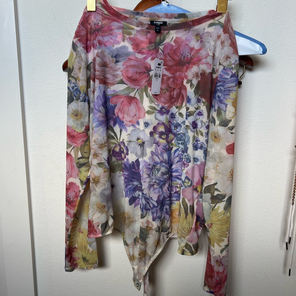 NWT floral sheer express bodysuit